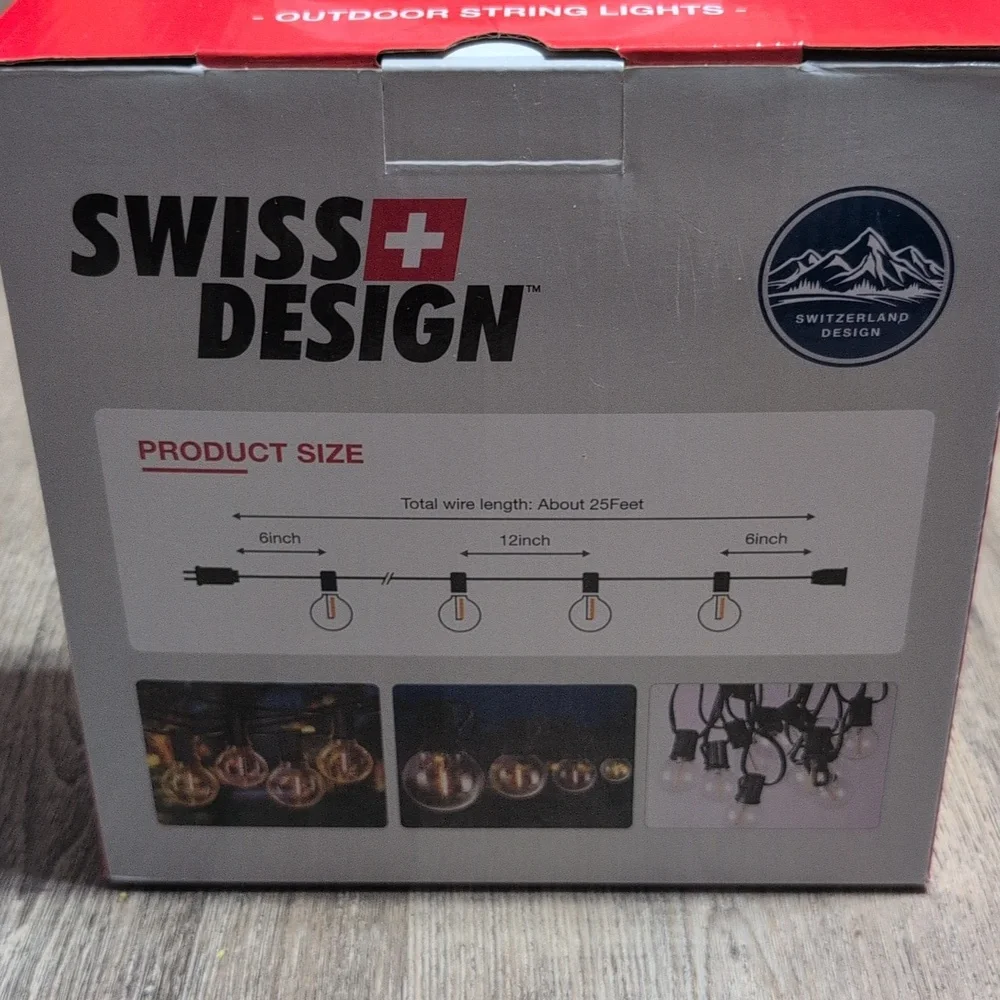 25 Feet Swiss Design Outdoor Patio String Lights